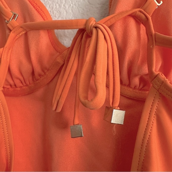 RIVER ISLAND Chain Detail Underwire One-piece Swimsuit Orange Sz. 10 UK / S US - Picture 7 of 12